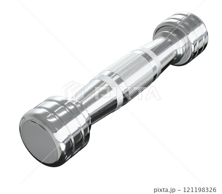 Blank Round Dumbbell, chrome weightlifting gym equipment side view 121198326