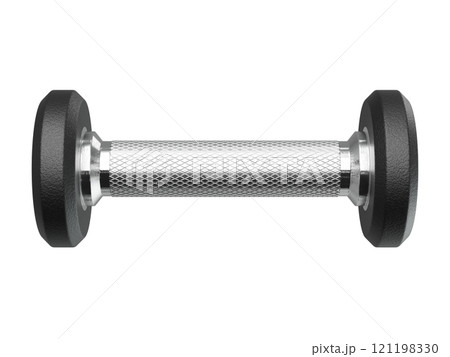 Blank Round Rubber Dumbbell, weightlifting gym equipment side view 121198330