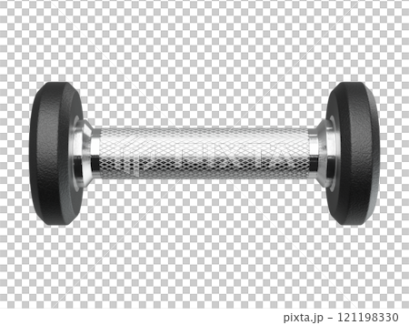 Blank Round Rubber Dumbbell, weightlifting gym equipment side view 121198330