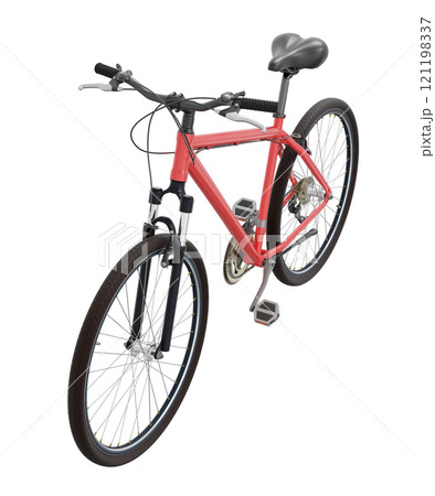 Red bicycle, side top view isolated on white background, 3D illustration Red bicycle, side top view isolated on white background, 3D illustration 121198337