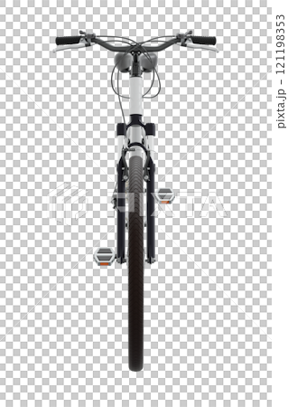 White bicycle, front view isolated on white background, 3D illustration 121198353