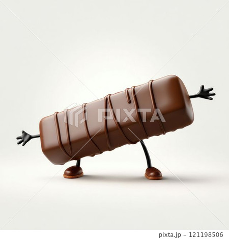 3D Cartoon Chocolate Bar Isolated on White 121198506