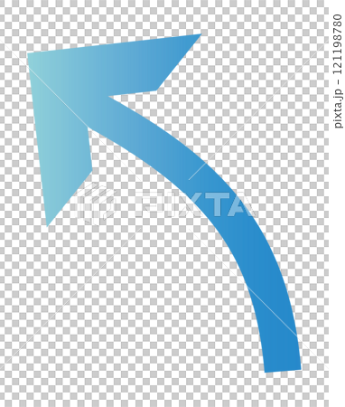 Illustration material of a curved left arrow in business blue gradient 121198780