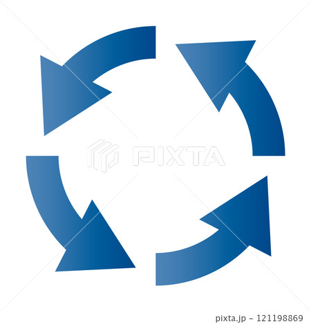 ビジネス青色グラデーションサイクル図の矢印イラスト素材 121198869