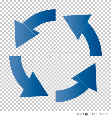 ビジネス青色グラデーションサイクル図の矢印イラスト素材 121198869