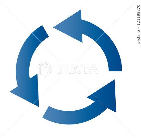 ビジネス青色グラデーションサイクル図の矢印イラスト素材 121198870