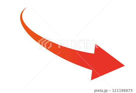 ビジネス赤色グラデーションでカーブした矢印のイラスト素材 121198873