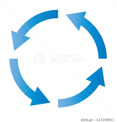 ビジネス青色グラデーションサイクル図の矢印イラスト素材 ビジネス青色グラデーションサイクル図の矢印イラスト素材 121198911
