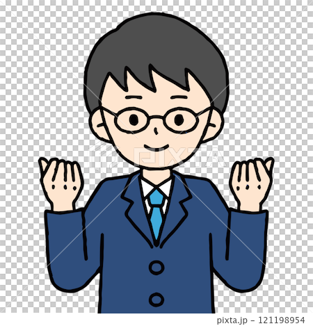 一個穿著西裝的男人正在做拳頭泵 121198954