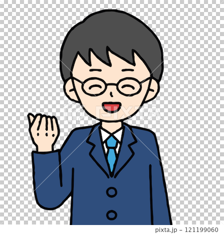 スーツを着た男性がガッツポーズをしている 121199060