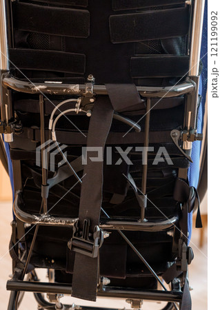 Detailed View of a Modern Wheelchair Frame with Adjustable Features 121199092