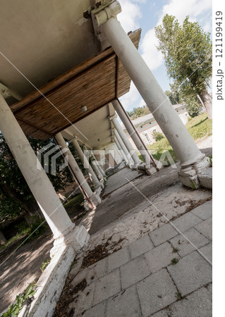 Abandoned Colonnade: A Journey Through Time in an Overgrown Estate 121199419