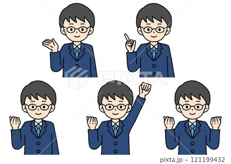 スーツを着た男性のポーズセット スーツを着た男性のポーズセット 121199432
