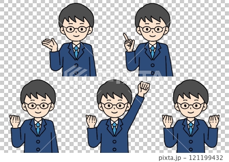 スーツを着た男性のポーズセット スーツを着た男性のポーズセット 121199432