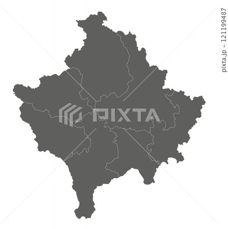 Vector regional blank map of Kosovo with districts and administrative divisions. Editable and clearly labeled layers. 121199487