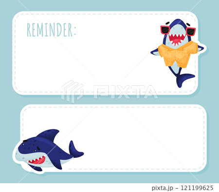 Funny Shark Character To Do List Design Vector Template 121199625