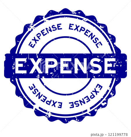 Grunge blue expense word round rubber seal stamp on white background 121199778