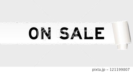 Ripped gray paper background that have word on sale under torn part 121199807