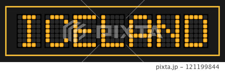 Orange color led banner in word iceland on black background Orange color led banner in word iceland on black background 121199844