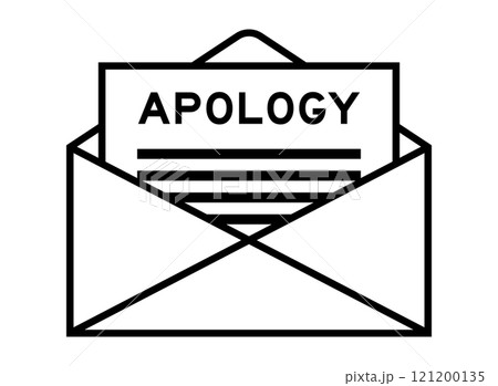 Envelope and letter sign with word apology as the headline 121200135