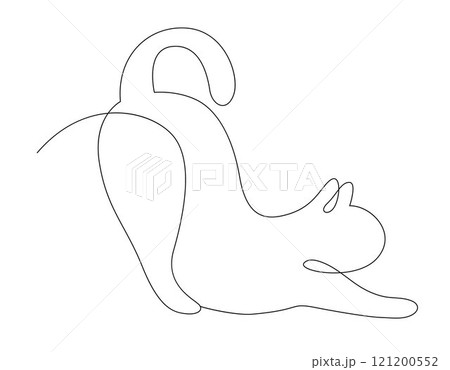 Minimalist cats line art, Cat vector with continuous single one line art drawing, cat line hand drawn 121200552
