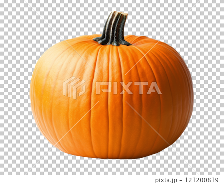 Bright orange pumpkin on a white background, ideal for autumn decorations or cooking 121200819