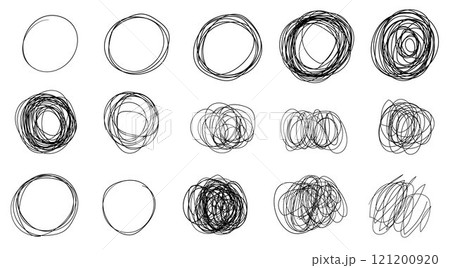 Random chaotic lines, tangled grunge round scribble, hand drawing insane tangled scribble Random chaotic lines, tangled grunge round scribble, hand drawing insane tangled scribble 121200920