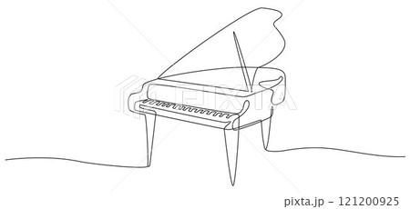 One continuous line drawing of piano, One line piano instrument design, Piano continuous one line 121200925