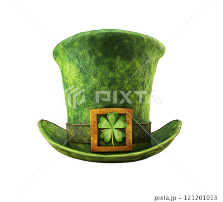 Green felt top hat adorned with shamrock decoration for St. Patricks Day celebrations 121201013
