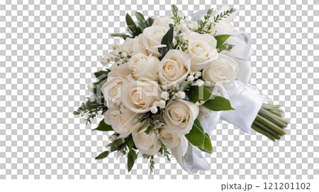 Elegant bouquet of white and red roses with greenery for a special celebration occasion 121201102