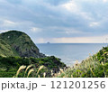 緑の丘と広大な海が広がる静かな景色 121201256