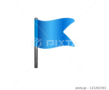 Bright blue flag waving on a pole 121201391