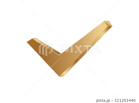 Golden check mark icon for confirming tasks and approval 121201440