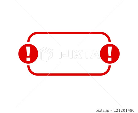 Warning sign with exclamation marks in red outline frame 121201480