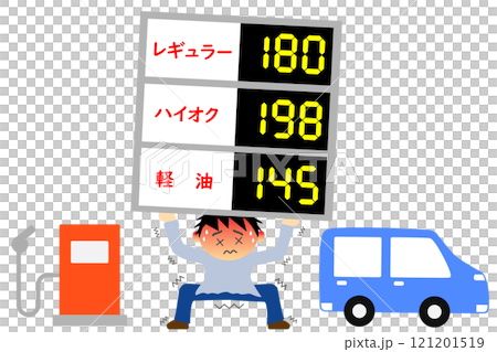 ガソリンの値上がりに苦しむ男性 121201519