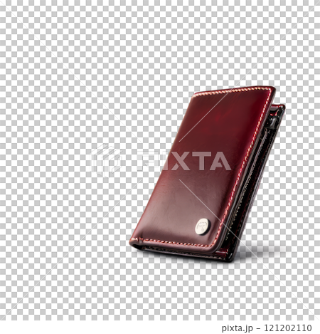 Elegant maroon leather wallet with snap closure designed for everyday use and storage 121202110