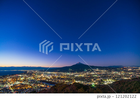 【静岡県】沼津の街灯りと富士山　夕景 121202122