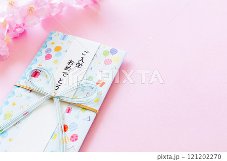 入学祝いののし袋 ピンク背景 御入学祝いのイメージ写真 入学祝いののし袋 ピンク背景 御入学祝いのイメージ写真 121202270