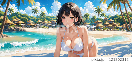 美少女  南の島でバカンス　Beautiful girl on vacation on a sout 121202312