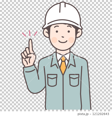 建築工人指著的上半身插圖 建築工人指著的上半身插圖 121202643