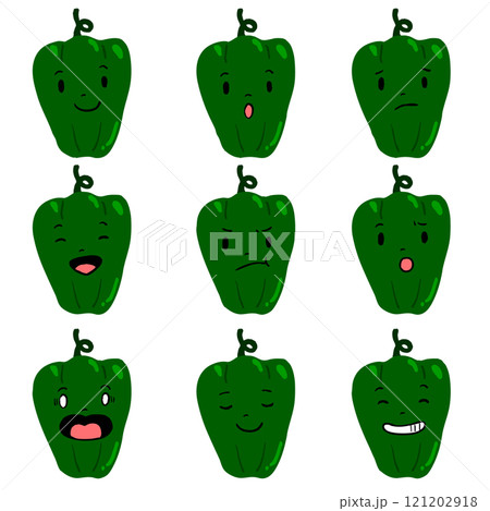 顔のあるピーマンの表情バリエーション 121202918