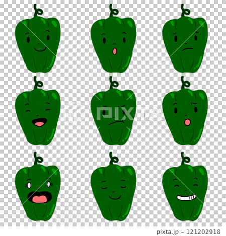 顔のあるピーマンの表情バリエーション 121202918