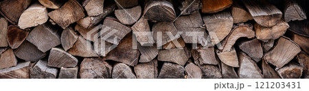 Close-up view of stacked firewood, showcasing natural wood textures and organic patterns, backgrounds, rustic themes, and eco-friendly design projects copy space Close-up view of stacked firewood, showcasing natural wood textures and organic patterns, backgrounds, rustic themes, and eco-friendly design projects copy space 121203431