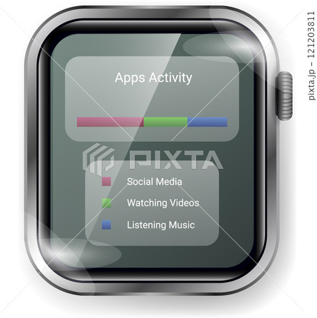 Smartwatch Screen Time Usage Report UI Display With App Activity Analysis Smartwatch Screen Time Usage Report UI Display With App Activity Analysis 121203811