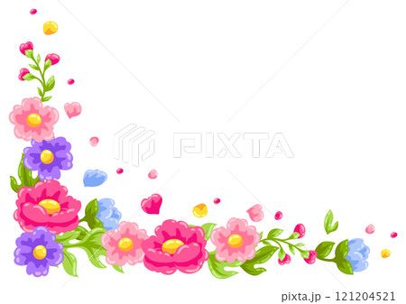 Background with pretty flowers. Beautiful decorative natural plants and leaves. Background with pretty flowers. Beautiful decorative natural plants and leaves. 121204521