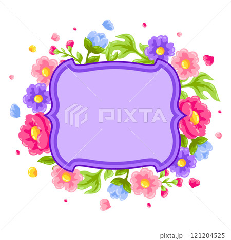 Background with flowers. Beautiful decorative natural plants and leaves. 121204525