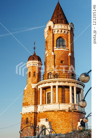 Belgrade, Serbia. April 29th 2024. Top of the Gardos tower in the district of Zemun in Belgrade. . High quality photo Belgrade, Serbia. April 29th 2024. Top of the Gardos tower in the district of Zemun in Belgrade. . High quality photo 121205146
