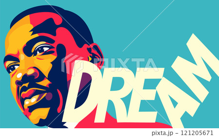 Martin Luther King Day. Dream. Celebrate MLK Day. Vector bright poster Martin Luther King Day. Dream. Celebrate MLK Day. Vector bright poster 121205671