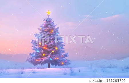 雪の降るクリスマスツリー 121205793