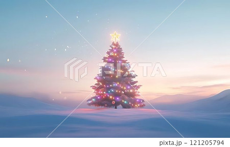 雪の降るクリスマスツリー 121205794